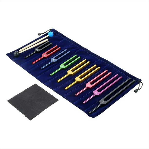 Juego de Diapasones, 9 Piezas de Diapasones de Colores para Curar Chakras, Terapia de Sonido, Mantener el Cuerpo, la Mente y el Espíritu en Armonía