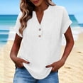 thumbnail image 2 of jobturf Womens Tops Trendy Eyelet Hollow Out Ladies Blouses Summer Short Sleeve Basic Tees Lightweight Work V Neck Henley Shirts S-XXL, 2 of 9