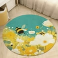 thumbnail image 4 of Happy Cute Bees Washable Round Rug -Circle Area Rugs for Nursery Bedroom, Vintage Non Slip Non Shedding Low Pile Carpet for Living Room Coffee Table Entryway, 4 of 6