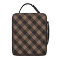 thumbnail image 5 of Brown and Black Checkered Pattern Insulated Lunch Bag for Men Women,Waterproof Lunch Box for Work,Picnic or Travel,Thermal Insulation,10.63x9.06x3.54 Inches, 5 of 5