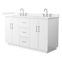 Elan TK 60" White Double Vanity & White Quartz Top (3-Hole) & Nickel Trim
