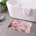 thumbnail image 3 of FJPT Non Slip Flannel Polyester Floor Mat With Pink Roses And Baby Breath Design For Bathroom Kitchen Bedroom Decor 16x24 inch, 3 of 5