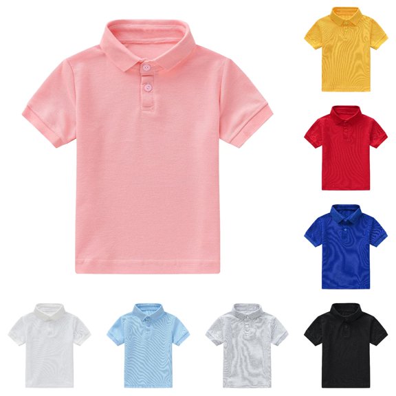 Toddler Boys Girls Short Sleeve Summer Casual Solid Gentleman Tops Holiday Shirts T Shirt Classic Fit Tees for Boys