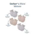 thumbnail image 4 of Gerber Baby Boy or Girl Neutral Adjustable Cotton Mittens, 4-Pack, 0/6 Months, 4 of 5