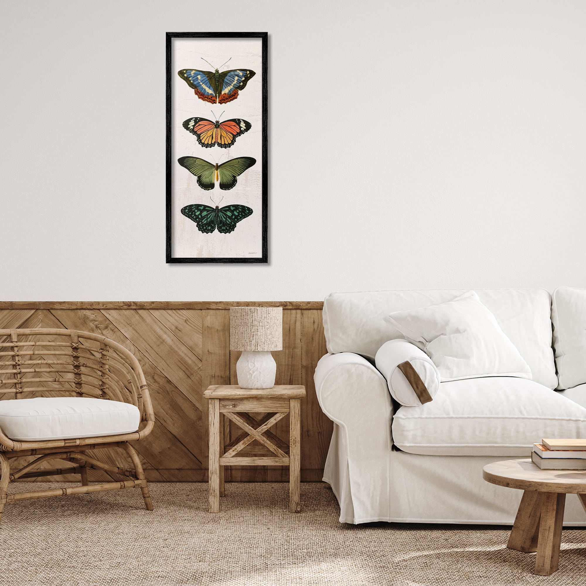 Stupell Industries Butterfly Lineup Vintage Black Framed Giclee Art, design by Dan Meneely