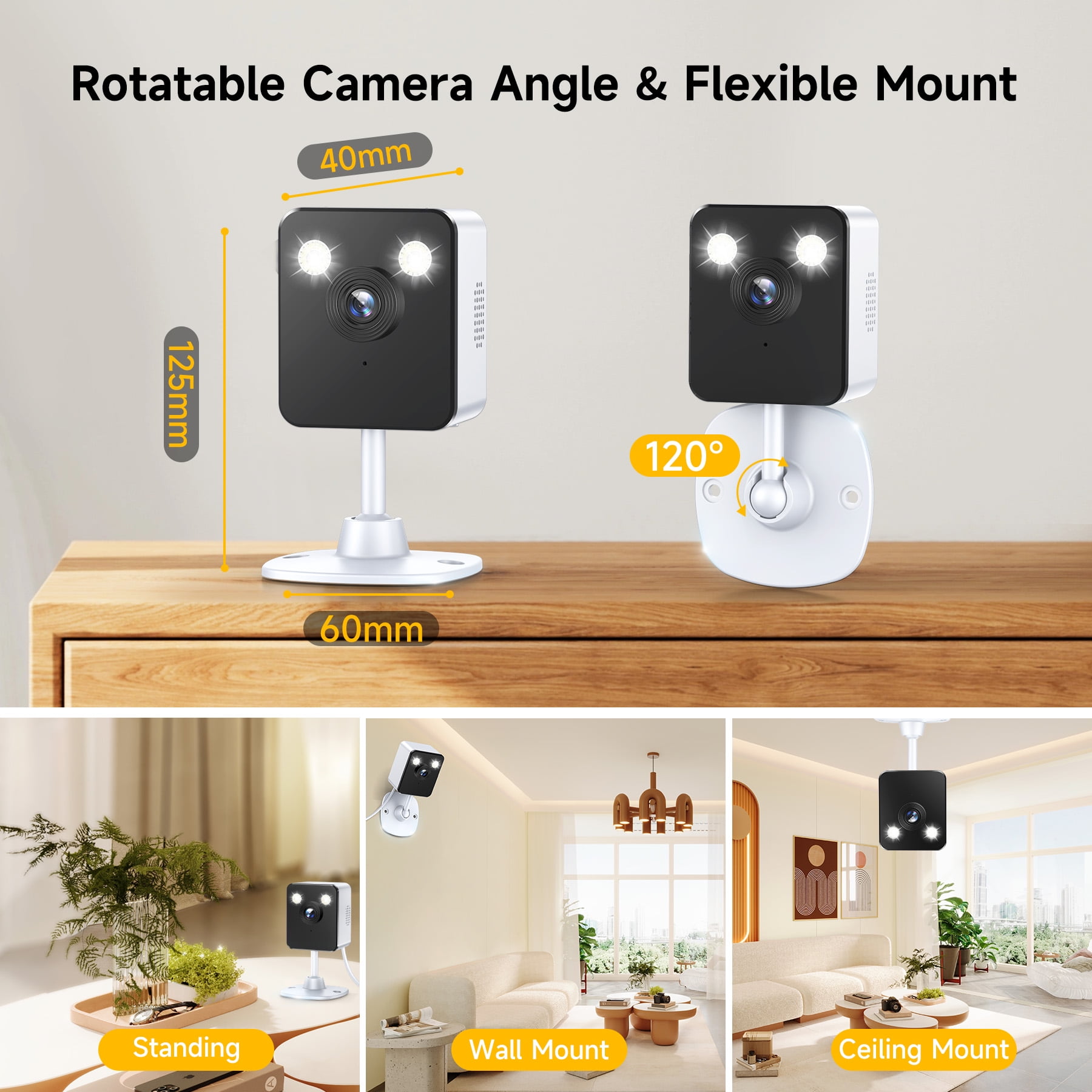 Losei Indoor 1080P HD Smart Security Camera, Motion Activated Spotlight/Siren, Color Night Vision, 2-Way Audio, No WiFi Needed for Pet/Baby/Nanny Surveillance, Works with Alexa