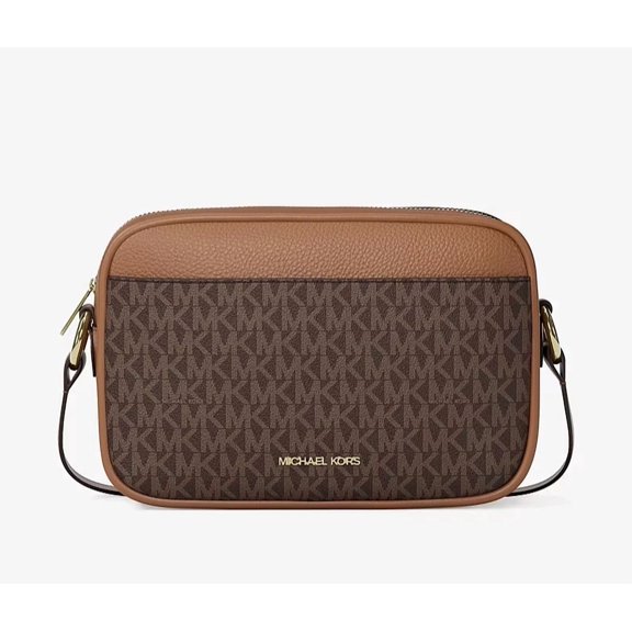 Michael Kors Jet Set Travel Large Signature Logo Camera Crossbody Bag Brown