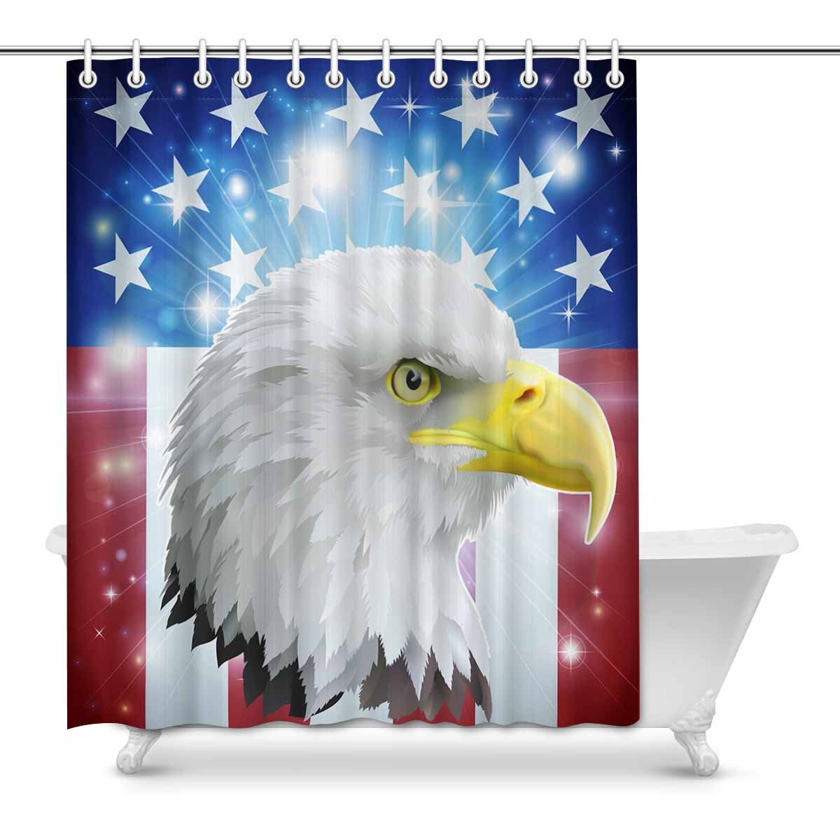 Pop American Bald Eagle With American Flag Art Shower Curtain Set 60x72 Inch Walmart Canada