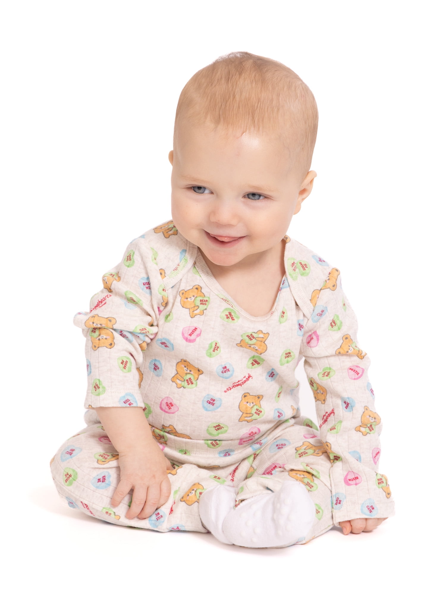Sweethearts Baby Girls Valentine's Day Long Sleeve Bodysuit with Matching Joggers, 2-Piece Set, Sizes Newborn-12M