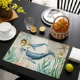 thumbnail image 3 of Whale Coastal Placemats Set of 4, Vintage Nautical Ocean Starfish Compass Placemats for Dining Table, Place Mats for Kitchen Tabletop, Waterproof Wipeable Dining Table Mats Set, 3 of 9
