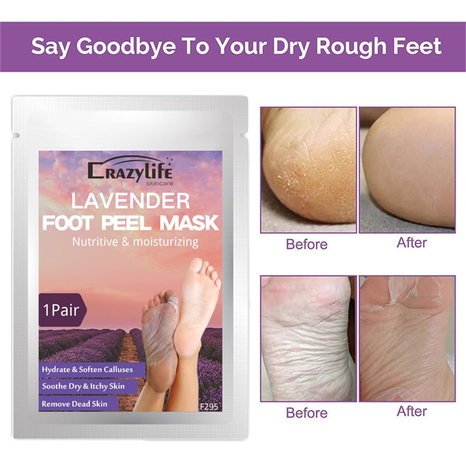 CYC Foot Peel Mask Exfoliator Peel Off Dead Skin Remover Soft Smooth Feet Men Women Lavender Reduce Dead Skin Moisturize And Maintain Foot Skin 5ml