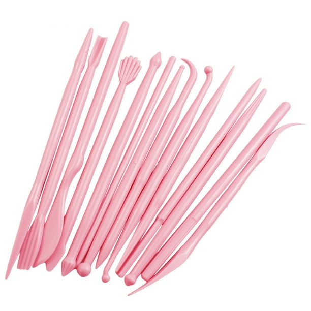 Yuarrent Kit de 14 Uds. De cera para tallar, accesorio decorativo para forma, herramientas de cerámica, Fondant, glaseado, moderno, Cocina y Comedor Rosa