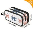 thumbnail image 3 of Cute Bowknots with Dots Stripes Pencil Case Stationary Holder Pen Bag Pencil Pouch Tool Organizer 3 Compartments, 3 of 8