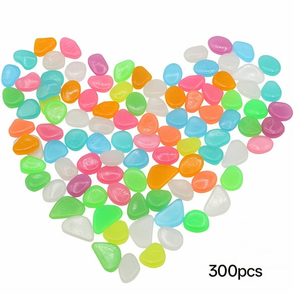 ACDANC 300PCS Glow in The Dark Pebbles, Glowing Rocks for Aquarium Decoration, Outdoor Decor, Garden Lawn Yard, Walkway, Fish Tank, Pathway, Driveway