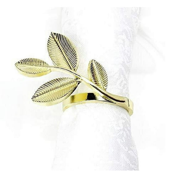 Fennco Styles Delicate Leaf Metal Napkin Rings, Set of 4