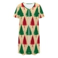 thumbnail image 4 of Christmas Zip Robe for Women Short Sleeve Fleece Nightgown Xmas Tree Print Warm Cozy Sleepwear Holiday Loungewear, 4 of 7