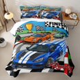 thumbnail image 2 of Castle Fairy Cartoon Race Car Quilt Full,Trophy Print Full Bedspread Sets for Bedroom,Blue Green, 2 of 7
