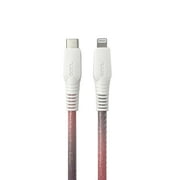 onn. Lightning to USB-C Glitter Cable, 6' Cord, Grey & Orange