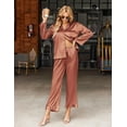 thumbnail image 2 of Ekouaer Silk Satin Pajamas Set Womens Long Sleepwear Button Down 2 Piece Classic Soft Loungewear Pjs Set, 2 of 5