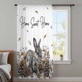 thumbnail image 4 of Rabbits Pine Cone Sheer Curtains 84 Inches Long, Sweet Home Texture Brown Leaves Berries Light Filering Curtains, Breathable Simi Curtain Privacy Drapes for Living Room Bedroom Window Treatment, 4 of 9