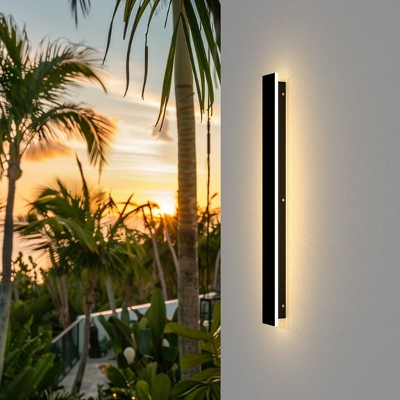 1 pack 45.3inch Black waterproof outdoor wall lamp, LED outdoor lighting fixture, durable metal material, suitable for outdoor garden and courtyard lighting, porch entrance lighting wall lamp