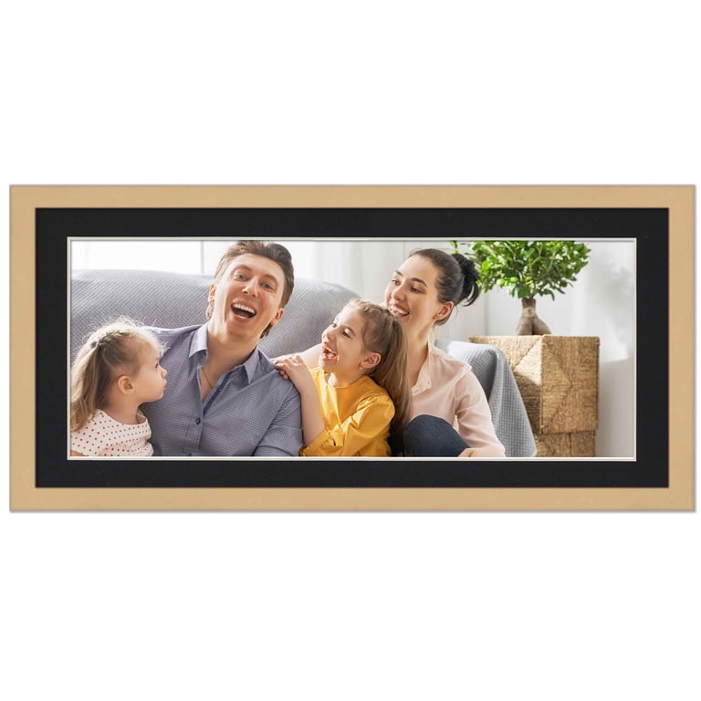 5x15 In Frame Natural With Black Picture Mat For 5x15 In Photo