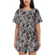 thumbnail image 1 of Fotbe Brown Moose with Pinecones Conjunto de Pijama Estampado para Mujer, 2 Piezas, Ropa de Dormir con Camiseta de Manga Corta y Shorts Suaves-4X-Large, 1 of 6