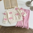 thumbnail image 5 of Baby Girl Outfit Set Toddler Clotheing Pink 3D Bow Decoration Sweatshirt Pants 2-Piece Sizes 6 Months-3 Years, 5 of 14