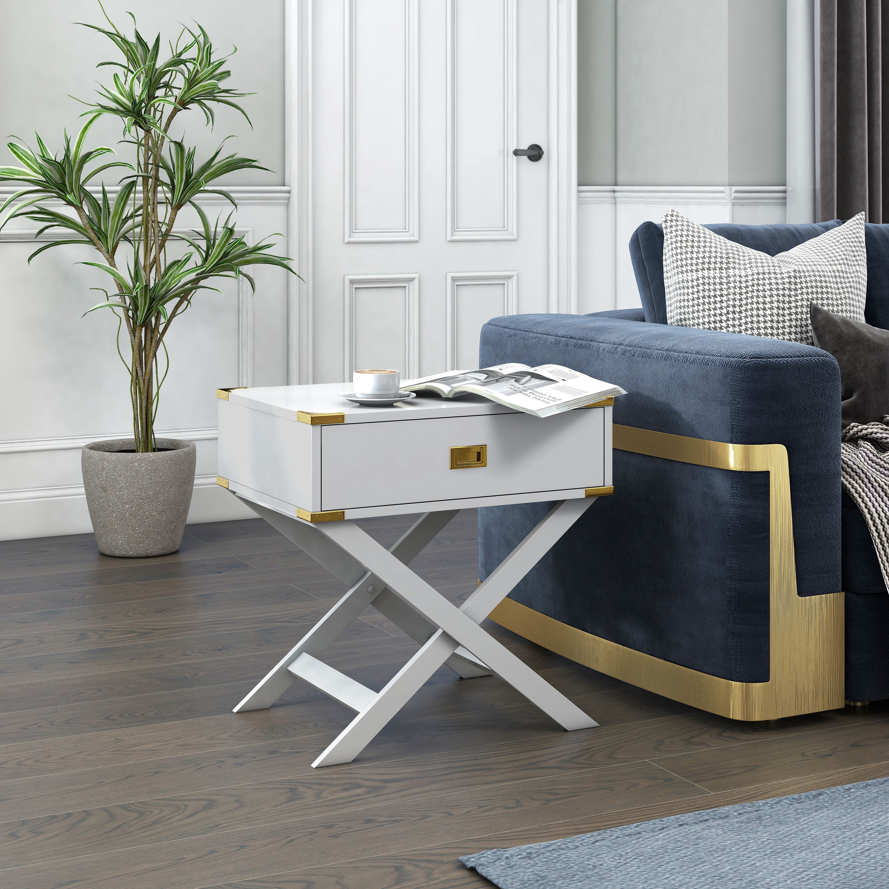 Furniture of America Sienna 1-Drawer Wood White End Table