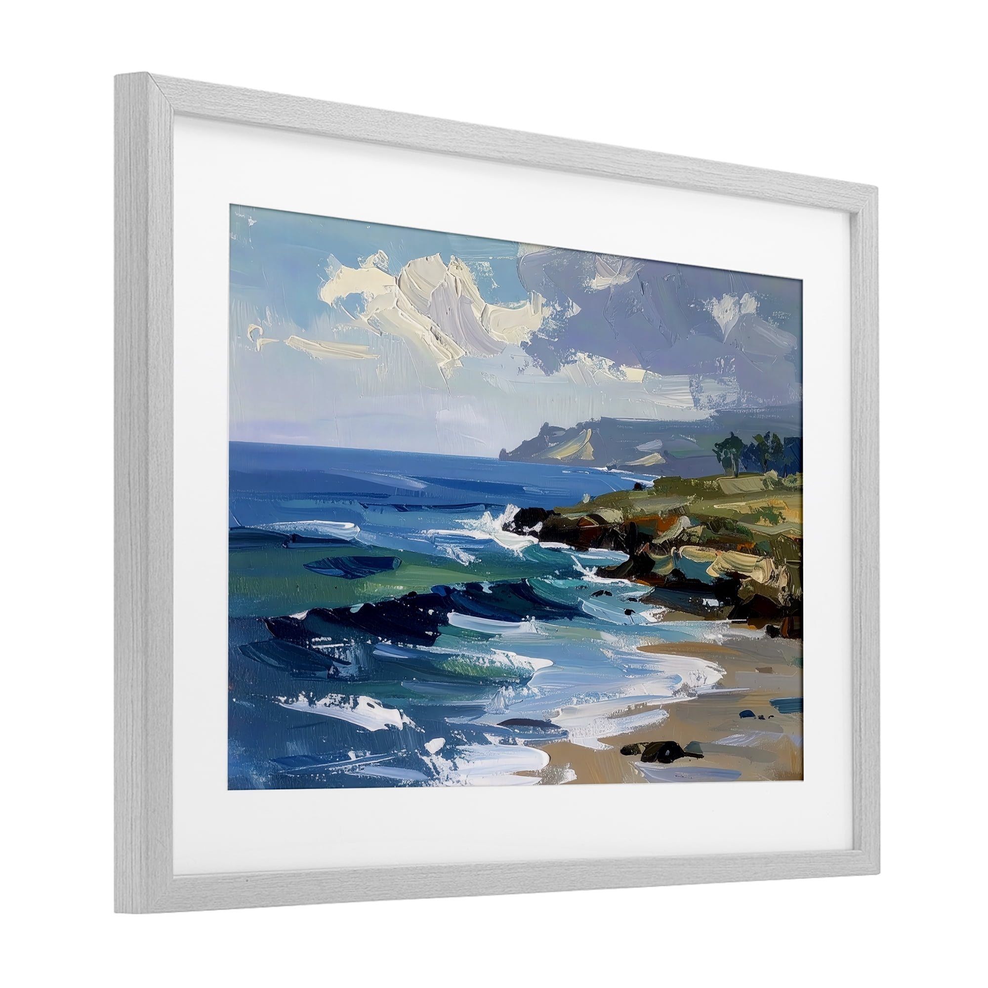 Stupell Industries Sky To Sea Impression Gray Framed Print Under Glass, design by Alonza Saunders