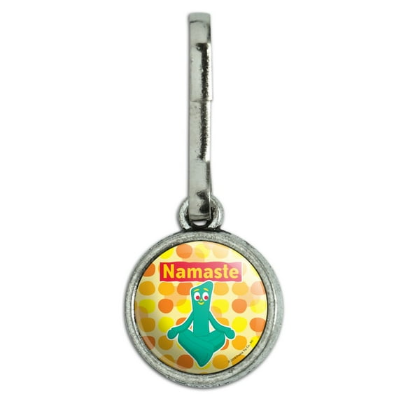 Namaste Gumby - Yoga Meditation Antiqued Charm Clothes Purse Suitcase Backpack Zipper Pull Aid