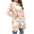 thumbnail image 6 of SOOMLON Halloween Cardigan Cardigans Open-Front Long Sleeve Shirts for Women Hoodless Halloween Ghost Print Casual Shirt Jacket Cardigans Pink L, 6 of 6