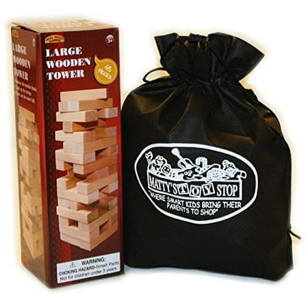 Large Wooden Tower Deluxe Stacking Game with Exclusive "Matty's Toy Stop" Storage Bag