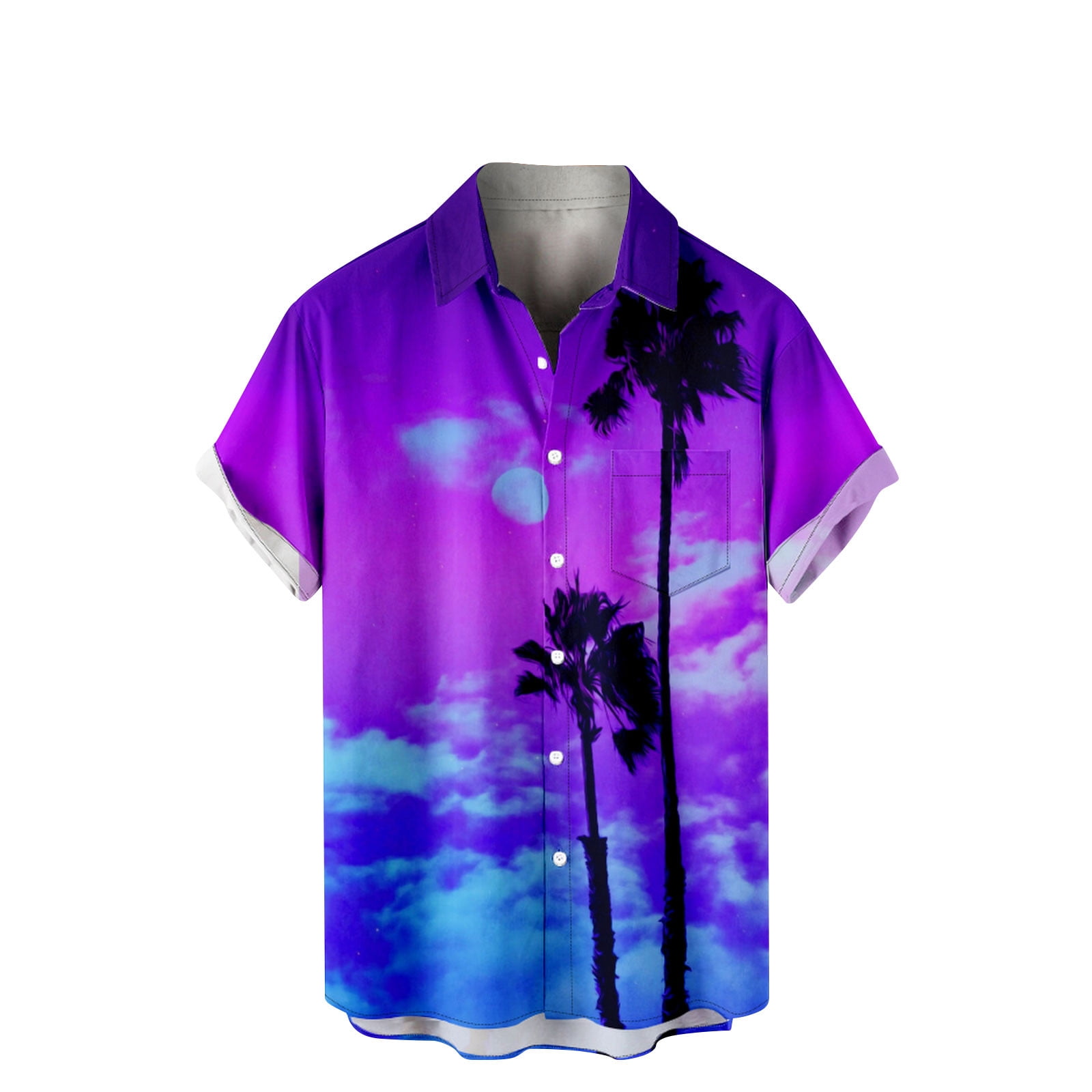 Hfyihgf Men's Hawaiian Shirt Relaxed-Fit Short Sleeves Tropocal Printed  Pocket Shirts Button Down Summer Beach Dress Shirts(Multicolor,M) 