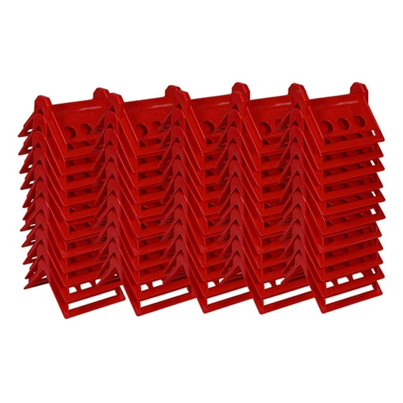 (50 Pack) V Shaped Board 4" Red Plastic Corner Edge Protectors for Cargo Loads | Tie Down Strap Guard for Winch, Ratchet Straps on Flatbed Trailers | V-Style Tie Downs Edge Protectors