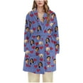 thumbnail image 4 of Taylonsss Womens Winter Flannel Hooded Long Robe Thickened Fleece-Lined Heart Print Cozy Loungewear Homewear, 4 of 6