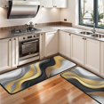 thumbnail image 3 of Kitchen Rugs Sets Of 2,Black White Gold Wave Marble Anti Fatigue Kitchen Mat Rugs Non Slip Washable,Decorative Kitchen Floor Mats for Kitchen,Sink,Laundry,17"x47"+17"x47", 3 of 5
