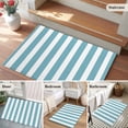 thumbnail image 6 of Aqua Striped Large Area Rugs for Bedroom Living Room, Soft Non Slip Carpet Bedside Rug, Modern Farmhouse Blue White Stripes Rectangular Floor Cover Kitchen Accent Rug 2'x3' for Dining Room/Office, 6 of 9