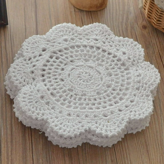 12 Hand Crochet White Round Lace Doilies Lot for Table Wedding Coasters