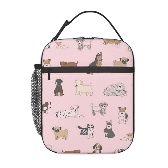 Cute Dogs Lunch Bag Portable Thermal Lunch Box for Men and Women