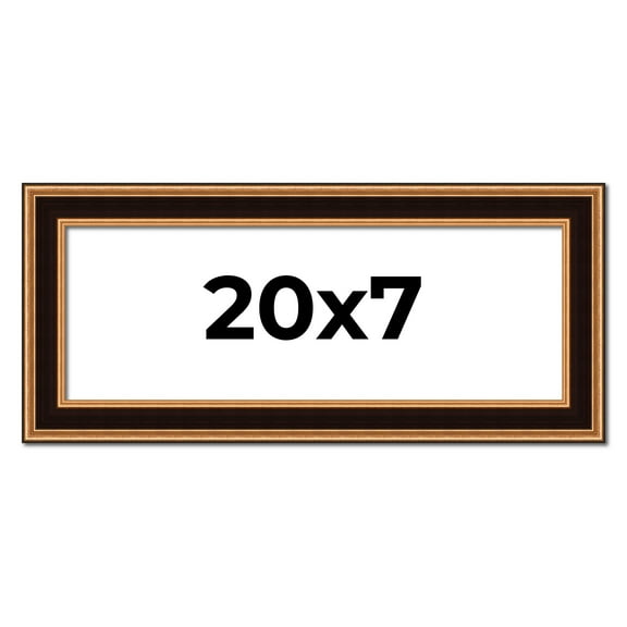 20x7 Frame Gold Brown Plein Air Vintage Solid Wood Picture Frame | 1.75 Inches Moulding Width |