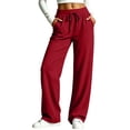 thumbnail image 2 of Ozmmyan Womens Wide Leg Sweatpants High Elastic Waisted Drawstring Loose Casual Pants with Pockets Comfy Lounge Trousers for Fall, 2 of 8