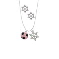 thumbnail image 2 of Delight Jewelry Silvertone Enamel Pink Soccer ball Silver tone Snowflake Charm Necklace and Stud Earrings, 2 of 4