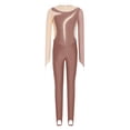 thumbnail image 4 of CHICTRY Toddler Girls Mesh Patchwork Unitard Full Length Gymnastic Leotard Tumbling Bodysuit Color Block Dance Jumpsuit Dusty Pink 6, 4 of 6