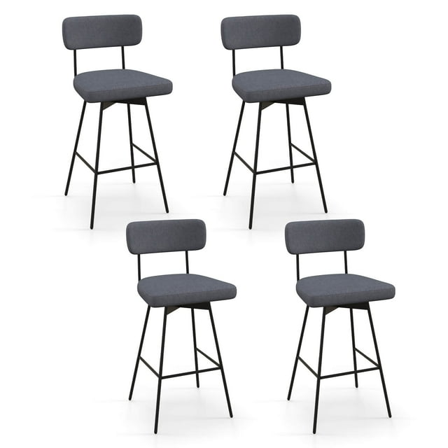 Costway 29" Upholstered Swivel Bar Stool Set of 4 with Padded Seat Footrest Metal Frame