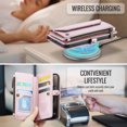 thumbnail image 6 of ELEHOLD for Samsung Galaxy Z Fold 6 Wallet Case,Support Wireless Charging PU Leather RFID Blocking Card Holder Kickstand Flip Shockproof Case with Crossbody/Wristlet Strap ,Pink, 6 of 9