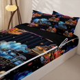 thumbnail image 3 of Manfei Vintage Train Zipper Twin Comforter Sets with Fitted Sheet and 2 Pillowcases,Colorful Railway Zipper Bedding Set,Black Reversible,4pcs, 3 of 8