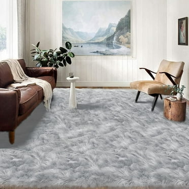 Latepis Area Rugs 10x14 Living Room Rug Washable Rugs Grey Faux Sheepskin Fur Rug Fluffy Rug for Bedroom Fuzzy Rug Shag Rug for Sofa Nursery Play Room Entertainment Room, Rectangle