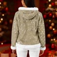 thumbnail image 4 of Women's Casual Fashion Long-Sleeve Zip-Up Fleece Hooded Cardigan with Christmas Print, Cozy and Warm for Winter Season,Khaki,L, 4 of 8