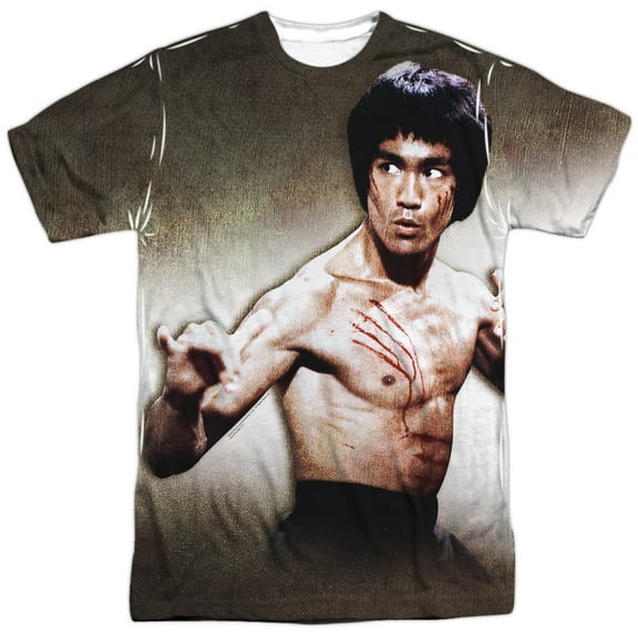 Bruce Lee Men's Scratched Sublimation T-shirt Medium White